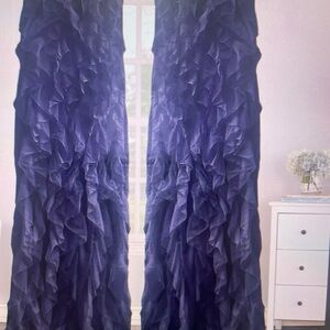 New Navy Sweet Home Collection 2pk Window panels sheer Elegant Ruffled curtains